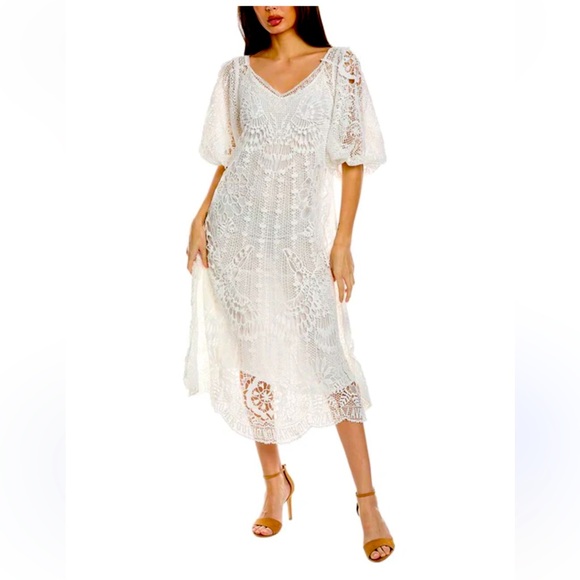 Farm Rio guipure midi dress Small - Picture 1 of 10